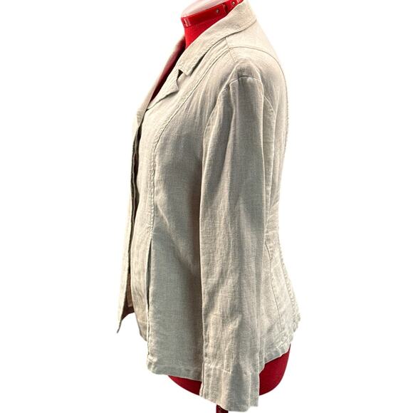 Coldwater Creek Oatmeal Tan Linen Blazer Jacket Women 14 - Picture 2 of 8